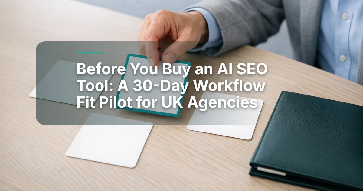Before You Buy an AI SEO Tool: A 30-Day Workflow Fit Pilot for UK Agencies